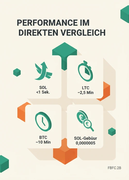 Abstrakte Darstellung von Solana-Kryptowährungssymbolen und Casino-Elementen, die Geschwindigkeit und sichere Transaktionen visualisieren.